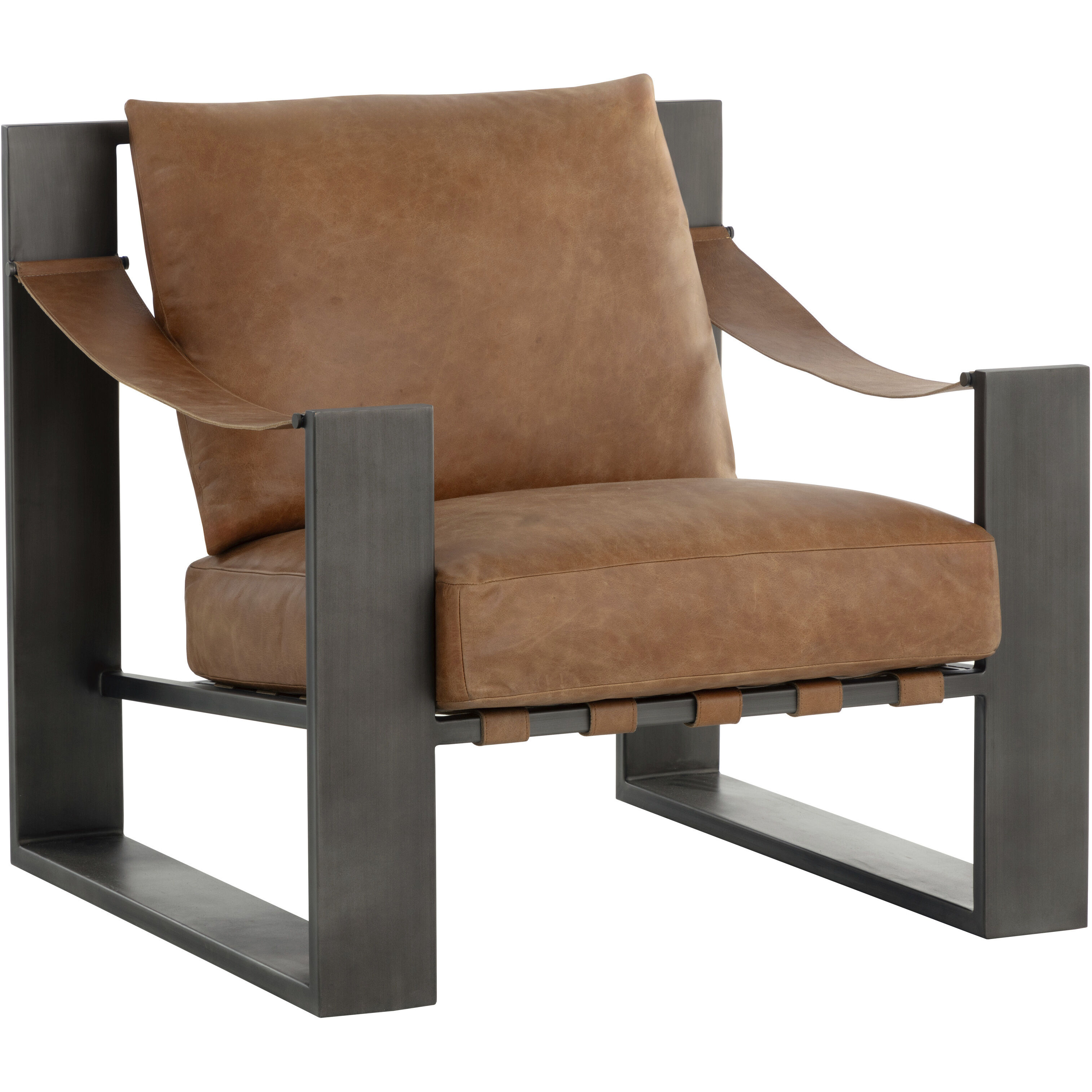 Berke Gunmetal / Tan Leather Lounge Chair